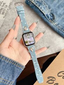 1条心形波点牛仔皮革表带，兼容 41mm、40mm、38mm，编织牛仔表带，适用于 Series 1-10、9、8、7、6、5、4、3、2、1，替换表带尺寸为49mm、45mm、44mm、42mm。 - 彩色 - 查看 16