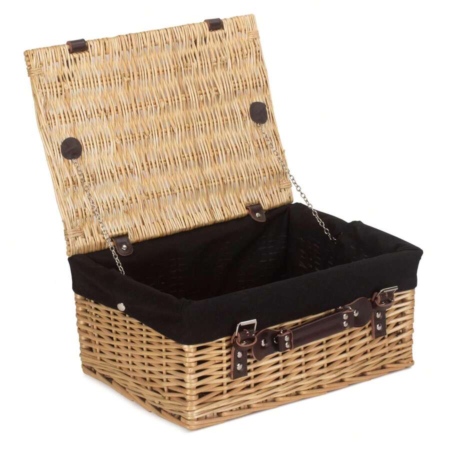 Red Hamper 45cm Buff Wicker Picnic Basket - Hitam - View 1