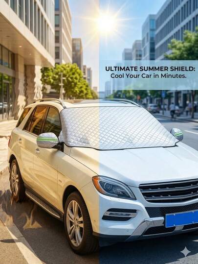 YITUMU 多层加厚汽车遮阳板，夏季隔热遮阳板 - 铝箔反光层，全遮光，防盗设计，适用于轿车、SUV 和卡车，让您的爱车今夏保持凉爽