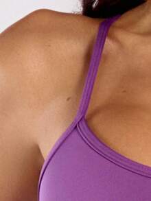 Fitness Jumpsuit With Bare Back Straps Slim Polyamide Zero Transparency Gym Crossfit Jumpsuit - Grape - Purple - View 3