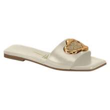 Vizzano Soft Leather Flat Slide Sandals With Modern Golden Detail - Trắng ngà và Vàng - Xem 1