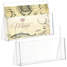 Juego de 2 soportes acrílicos para folletos de 11 pulgadas plástico transparente soporte de literatura organizador para revistas folletos menús oficinas computadora - Transparente - Ver 7