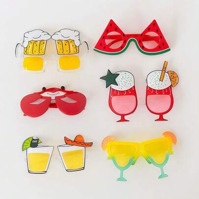 6 pezzi Occhiali da festa in stile hawaiano, decorazioni per feste a tema tropicale, regali per feste estive, forniture per feste a tema spiaggia e accessori fotografici