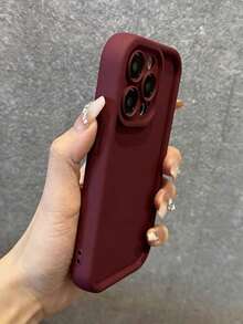 1pc Thick Wine Red Anti-Drop Phone Case Compatible With Apple 17/17Pro/17ProMax/16/15/14/13/12/11 Pro Max, Solid Color Phone Protective Cover,International Version, Not The Domestic Version - Burgundy - View 4