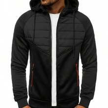 Shendy Vendy Sudaderas Hombre Ligera Moda de Temporada de Manga Larga Outfit Casual, Sudadera Deportiva Hombre Termica Capucha Fashion con Cordón Ajustable Cierre de Cremallera y Bolsillo Lateral - Negro - View 5
