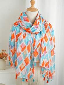 1pc Versatile Printed Scarf, Fashion Headscarf, Luxury Soft Neck Wrap 85*180CM Long Scarf, Women Outdoor Shawl Trending Silk Scarf - Multicolor - View 3