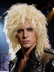anxin Retro 80s Hair Metal Rocker Blonde Wig: Step Back Into The Era Of Big Hair And Electric Riffs With This Voluminous Curly Blonde Wig, Perfect For Embodying Iconic Hair Metal Guitarists, Stage Frontmen, And Rock Legends At Tribute Concerts And Retro-Themed Cosplay Events - Multicolor - View 1