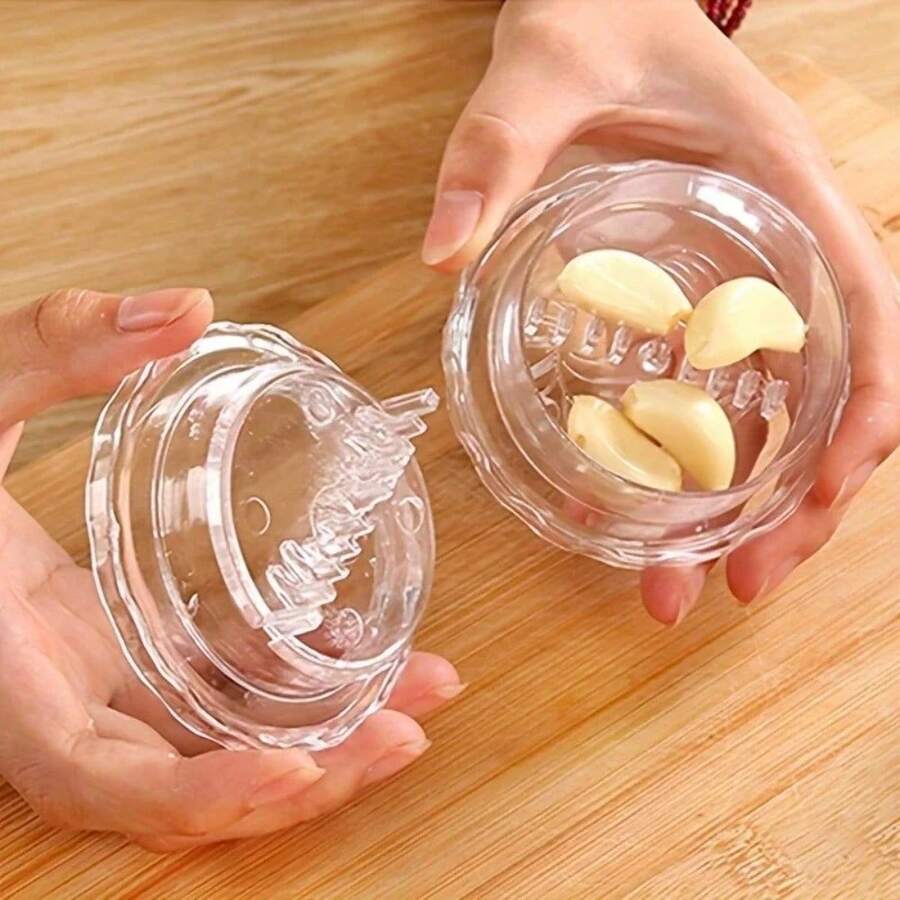 1/2 件装手动蒜蓉器 - 多功能研磨器，适用于大蒜、洋葱、生姜、香草、坚果等，抗冲击厨房小工具，易于使用和清洁 - 透明 - 查看 1