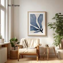1 Stück blaue Blumen Wandkunst, abstrakte botanische Malerei, minimalistisches marineblau Aquarell Kunstwerk, modernes Küstendesign, moderne abstrakte Blumen Kunst Poster Heimdekoration, ohne Rahmen - Blume - Übersicht 5