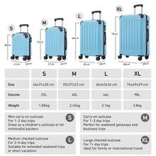 YONSLY 4-Piece Wheeled Suitcase Set With 360° Wheels, Combination Lock, Robust Double Zipper, Mesh Pocket, Soft Rubber Handle, 16/20/24/28 Inch Trolley Suitcase, Hard Shell Carry-On Luggage Set (4-Piece Set, S, M, L & XL) - 淺藍 - 查看 2