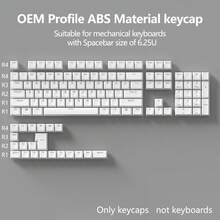 OEM Profile ABS Keycaps Set, Shine-Through Backlit Keycaps For Cherry MX Cross Stem Switches, Compatible With 61/87/104 Keys Mechanical Keyboard, Fits 6.25U Spacebar - View 2