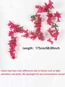 1pc Silk Artificial Bougainvillea Vine, Hanging Artificial Flower Garland, Decorative Drooping Plant, Suitable For Wedding, Balcony, Patio And Window Home Decor - Purple - View 3