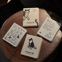 Cute Cartoon Cat Notebook, Blank Page Mini Pocket Notebook, Portable Student Planner Diary - One Size - View 4