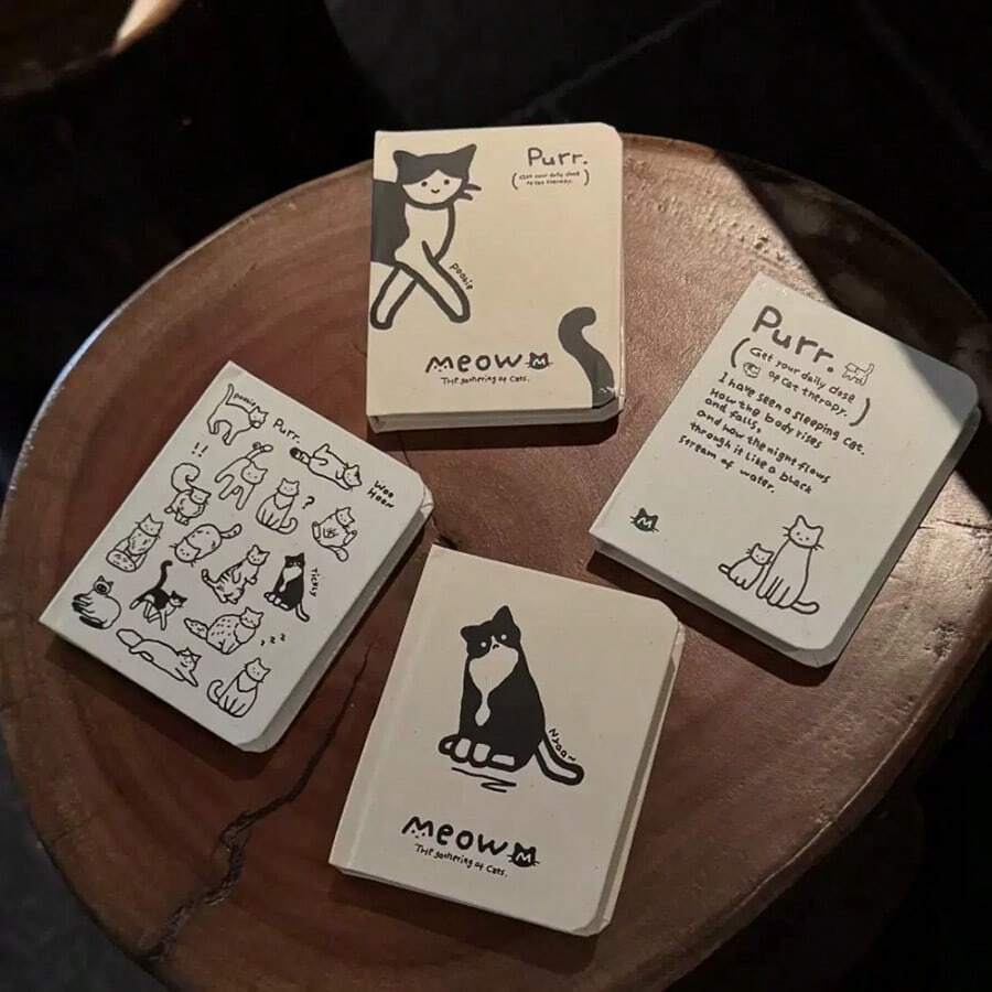 Sổ tay hình mèo hoạt hình dễ thương, sổ tay mini bỏ túi, sổ kế hoạch học tập di động dành cho học sinh. - Một kích thước - Xem 1