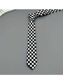 男士格纹领带一条，适合聚会和节日场合，窄款格纹领带，适合年轻职业人士/派对穿着，设计款 - 彩色 - 查看 13