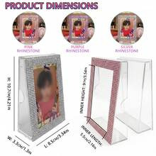 Soporte de exhibición de tarjetas decorado con brillo y cristales de estilo K-Pop, Soporte de acrílico para tarjetas fotográficas de K-Pop, Marco de fotos de escritorio para colección y almacenamiento de tarjetas K-Pop, Organizador de almacenamiento y exhibición de tarjetas K-Pop, Adecuado para regalos de ídolos, colecciones de juegos de cartas, reuniones y eventos de fanáticos, juegos y actividades de fiestas familiares y de amigos, celebraciones navideñas. - Expositor de diamantes de imitación - Ver 3