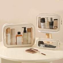 Minimalist Transparent Travel Cosmetic Bag, Large Capacity Visible Makeup Organizer, Multi-Functional Toiletry Pouch - Multicolor - View 2