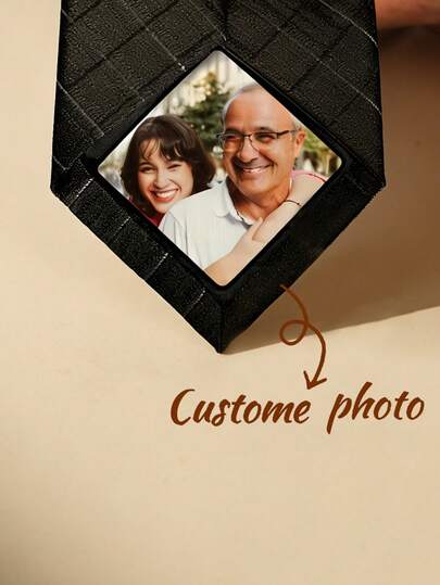 カスタムフォトタイパッチ - 男性用アパレルの個人用タイインサート | ウェディング、記念日、特別な機会向けのはがせて貼れるアクセサリー | 新郎父親、父の日、卒業シーズン、記念日の完璧なギフト