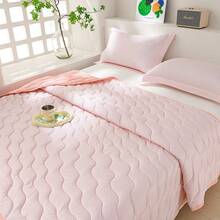 1 chiếc chăn mùa hè kẻ caro xanh sang trọng - Chất liệu pha polyester mềm mại, có thể giặt máy, kiểu dáng hiện đại, lý tưởng cho trang trí phòng ngủ, vật dụng thiết yếu cho phòng ngủ | Thiết kế chăn hiện đại | Sợi polyester, thoải mái mùa hè - Hồng - Xem 2
