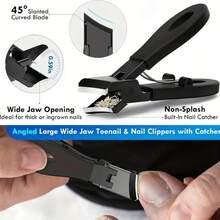 1/3/5pcs Stainless Steel Elbow Nail Clipper Non-Slip Rubber And Plastic Handle Nail Clipper Large Opening Single Clipper Set - B-Black - View 3