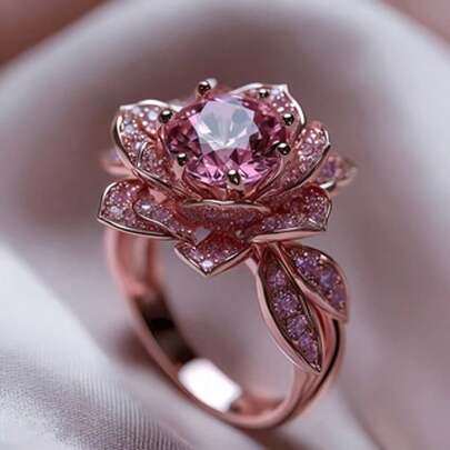 טבעת פרחונית אופנתית חדשה 1pc, טבעת אצבע אישית בעיצוב ייחודי לנשים