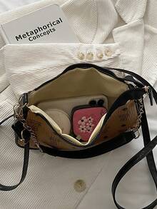 Fashionable Brown Cute Cartoon Bear Pattern Handbag With Detachable Shoulder Strap - Coklat - View 5