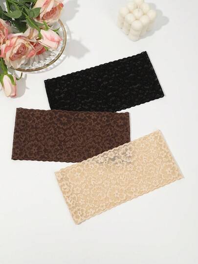 1条优雅法式简约花卉印花蕾丝发带，光滑波浪边设计，适合春夏外出、瑜伽、工作、休闲穿着，以及低调奢华风格。