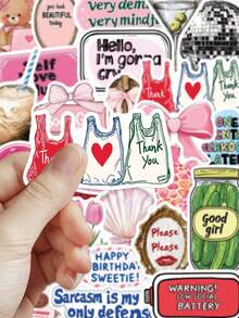 50张励志女孩贴纸 防水PVC贴纸 适用于水瓶、剪贴簿、滑板、行李箱、笔记本电脑、主题派对用品、DIY贴纸 - 彩色 - 查看 4