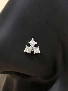 1个钛金G23L白色锆石精致小鼻环 - 銀色 - 查看 2