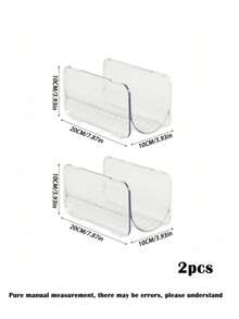 1/2 piezas Estante de almacenamiento de escritorio transparente de acrílico, adecuado para el tocador del baño para guardar secador de pelo, rizador, herramientas de belleza - Multicolor - Ver 13
