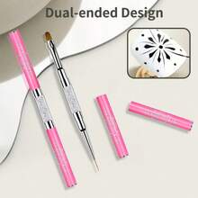 1pc Double-Headed Nail Brush Nail Art Liner Brush Tool Carved Crystal Ultra-Thin Line Drawing Pen Pull Wire Phototherapy Pen - Pink - View 3