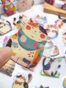 50张卡通可爱猫咪宠物贴纸，适用于手机、笔记本电脑、滑板、吉他、行李箱等，美观透明，是馈赠佳品。 - A - 查看 3