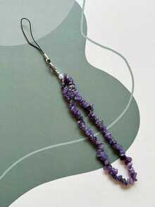 碎石时尚天然水晶手机挂绳蛋白石紫水晶绿东陵玉绿松石玫瑰石英碎石手机链女士挂饰春季礼物 - 彩色 - 查看 7