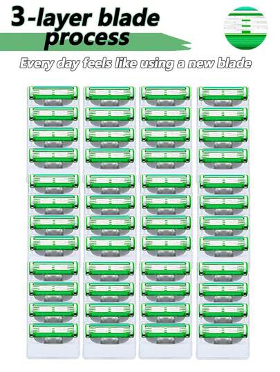 Traditional Men's Manual Shaver Set, 3-Layer Shaver Blades Compatible With MACH 3, Multi-Layer Blade Shaver, Handheld Manual Shaver