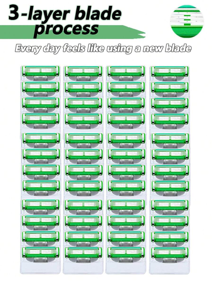 Traditional Men's Manual Shaver Set, 3-Layer Shaver Blades Compatible With MACH 3, Multi-Layer Blade Shaver, Handheld Manual Shaver - Safety Razor - View 1