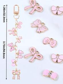 Kit de fabricación de llaveros con moño rosa, incluye colgante con moño rosa, broche de llavero, cadena de extensión, anillos de salto y alicates de joyería, kit creativo de manualidades y regalos de charms y joyería DIY - Kit para hacer llaveros (DIY) - Ver 2