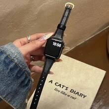 1pc Slim Leather Watch Band, Compatible With Apple Watch, Women's Sport Version, Fits 38mm, 40mm, 41mm, 42mm, 44mm, 45mm, 46mm, 49mm, Compatible With Apple Watch Ultra Series 10/9/8/7/6/5/4/3/2/ - Coffee Brown - View 11