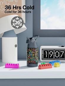 Bình nước giữ nhiệt bằng thép không gỉ 14oz có ống hút và tay cầm, thiết kế hai lớp giữ lạnh đồ uống đến 36 giờ, nắp nhựa Tri-Vinyl chống rò rỉ, thích hợp cho thể thao, du lịch và học tập. - Nhiều màu - Xem 2
