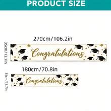 1pc Multi-Color Graduation Table Runner, Congrats Grad Table Flag With Grad Cap & Stars, Graduation Party Table Decor, Tablecloth Suitable For Graduation Ceremony, Banquet, Dining Table, Entryway Table, Celebration Events - Multicolor - View 12