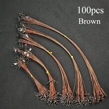 AVlcoaky 100pcs Anti Bite Steel Fishing Line Steel Fishing Leader Line Wire With Swivels And Snaps Fishing Accessories - Multicolor - View 10