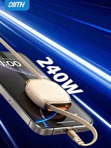 OIITH 240W(MAX) USB-C 快充线，磁吸式伸缩 USB-C 充电线，磁吸设计可自由伸缩双 C 型线缆，可伸缩 Lightning 充电线，多功能 USB-C 数据线，兼容 17/16/15/13 Pro Max Pro，兼容三星手机、平板电脑，支持 PD 快充。 - 彩色 - 查看 2