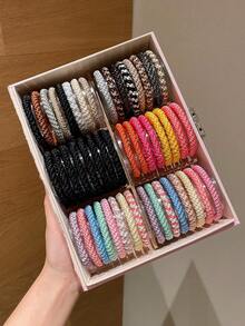 5/16/24 pezzi Elastici per capelli intrecciati di stile casuale, lacci per capelli versatili per code di cavallo, chignon, acconciature casual e sportive, durevoli e delicati, adatti per tutte le stagioni, ottimo regalo per le vacanze e l'uso quotidiano - Multicolore - Visualizzare 4