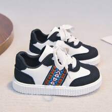 1 Đôi Giày Bệ Mềm Nhẹ Mới, Giày Thể Thao Thường Ngày Cho Bé Trai/Bé Gái Mùa Xuân/Thu 2026, Giày Lược Thời Trang Phong Cách Học Đường - Đen và trắng - Xem 21