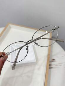 1pc Women's Casual Retro Oval Red Fashion Flat Glasses, Suitable For Daily Wear And Street Photography - Multicolor - View 8