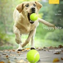 4 Interactive Dog Tennis Balls, High-Elastic Rubber Materi - Yellow - View 3
