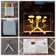 2026 New 1PC DIY Hand-Painted Light Board With 4/7 Colors Smart Backlit Drawing Board, Erasable Transparent Acrylic Night Light Drawing Board, Handmade Holiday LED Atmosphere Glowing Writing Board Painting Tool Set, With Stand USB Powered Lighting Dry-Erase Surface, Suitable For Office, School, Home Decor (Eraser, Pen Colors Random) - Multicolor - View 10