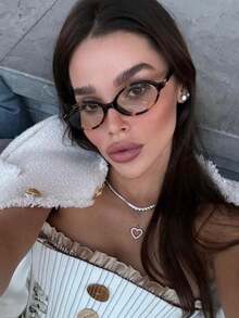 Turquoise Retro Small Frame Oval Women's Fashion Glasses, Reading School Reading Glasses, Black Glasses - Leopard Print Frame White Piece - View 8