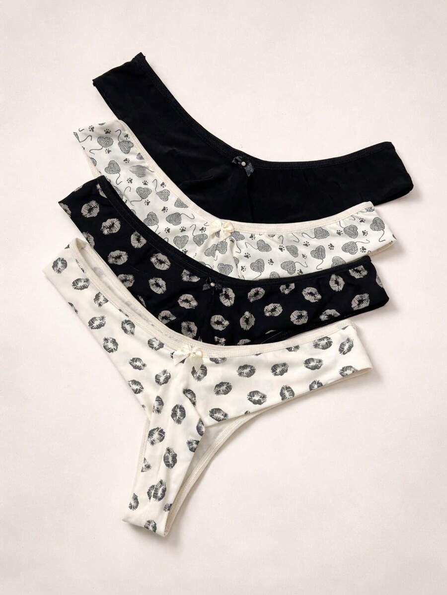 Set Of 4 Comfortable Double-String Microfiber Panties For Everyday Wear. - Champagne - View 1