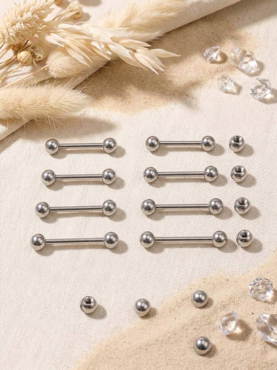 乳环舌环 316L不锈钢 14G 直杆穿刺饰品,带钢球 12mm、14mm、16mm、18mm - 光球款 - 查看 1