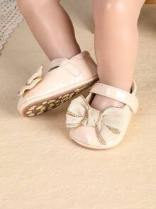 新款软底防滑蝴蝶结公主鞋，时尚百搭，适合6-9-12个月婴幼儿，春秋季款 - 杏色 - 查看 3